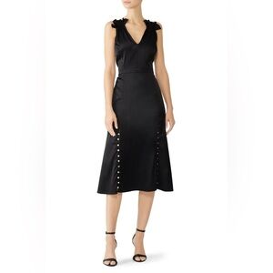 Prabal Gurung Black Ruffle Midi Dress